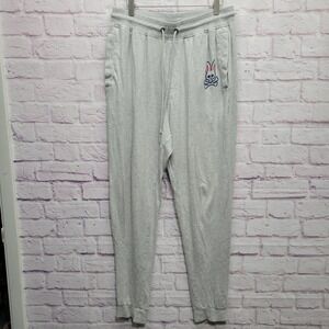 Psycho Bunny Gray Jogger Sweatpants‎ Mens M Front Logo Elastic Waist Loungewear